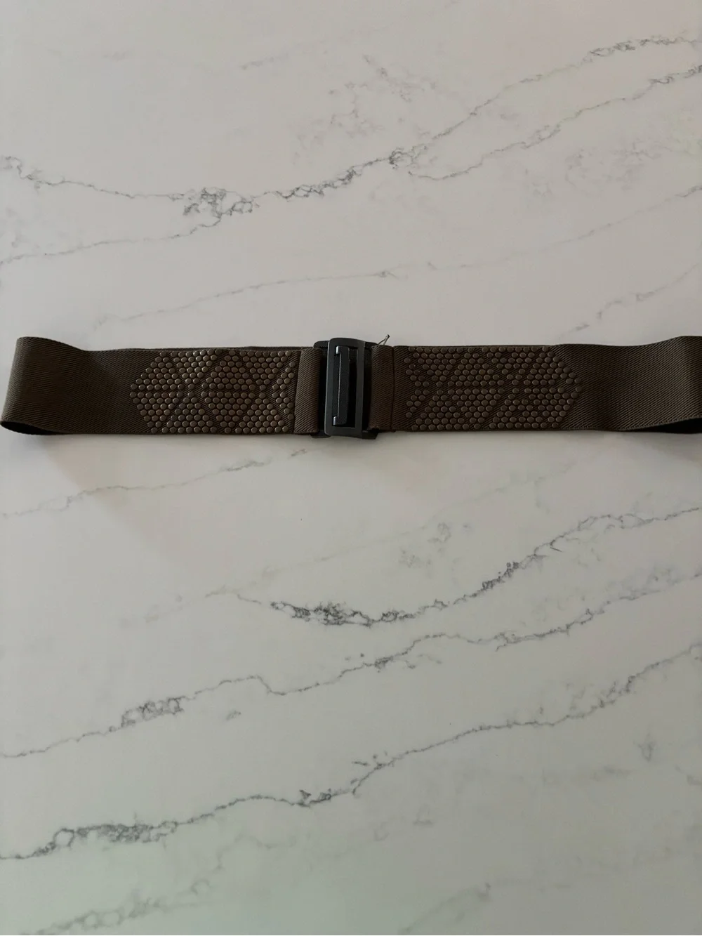 Brown Textured Web Belt with Matte Buckle - Men's